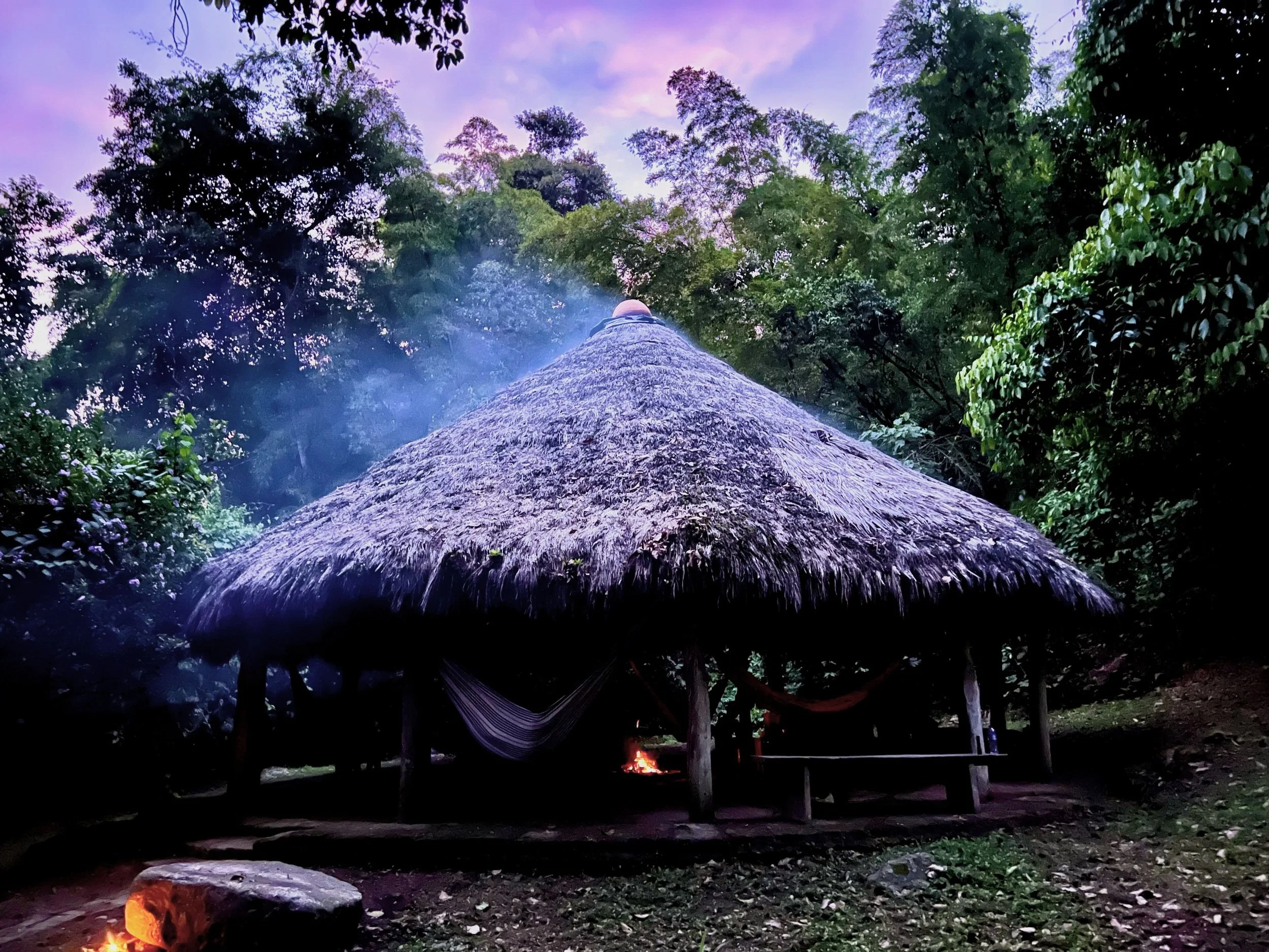 The maloca at dusk