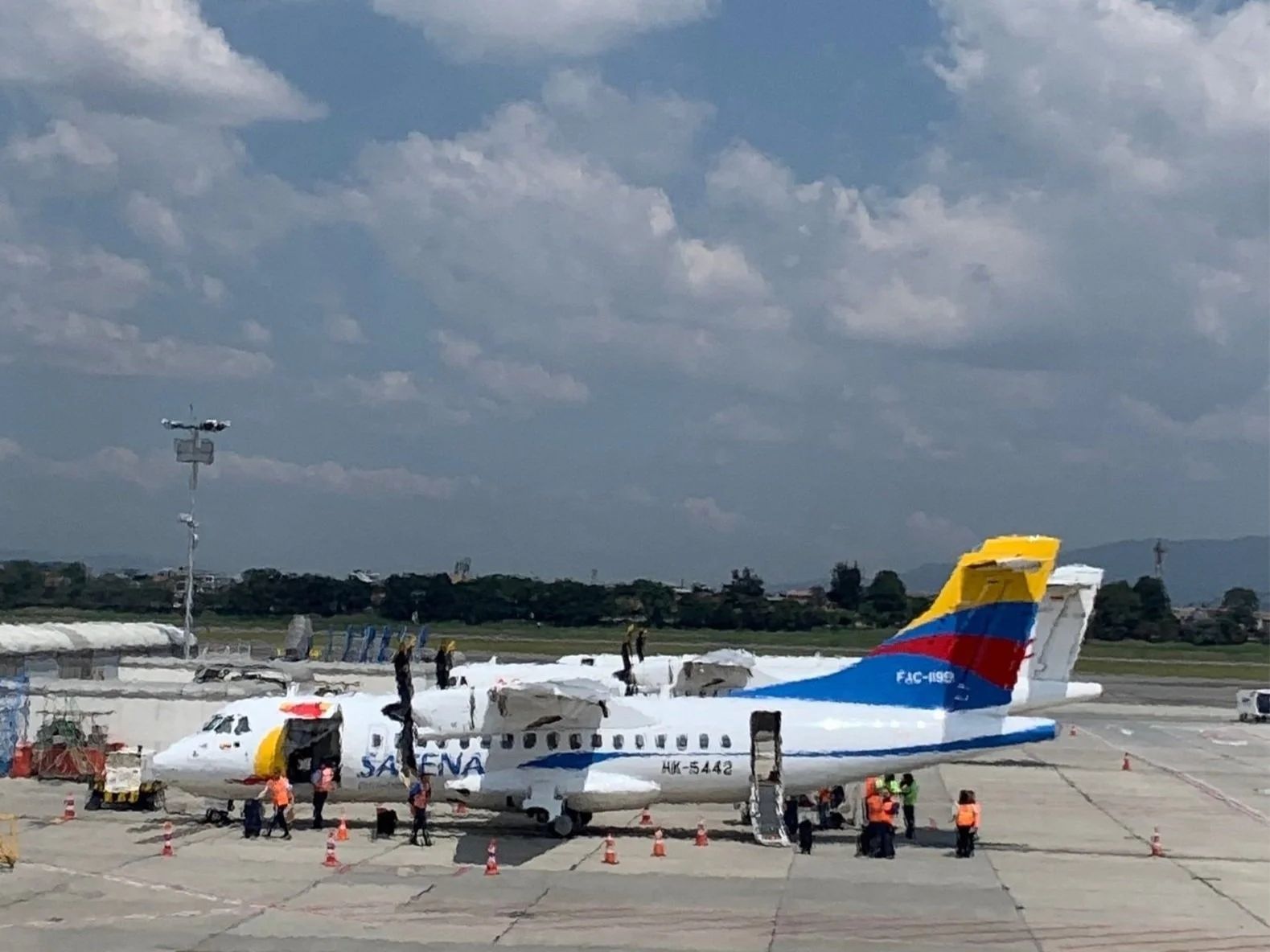 A SATENA regional aircraft on the tarmac in Putumayo