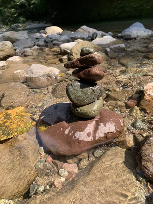 Stones balanced in the river